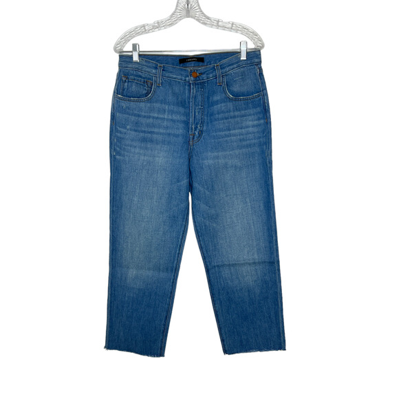 J Brand High Rise Crop Ivy Raw Hem Jeans Size 28 Women’s Straight - Picture 1 of 11